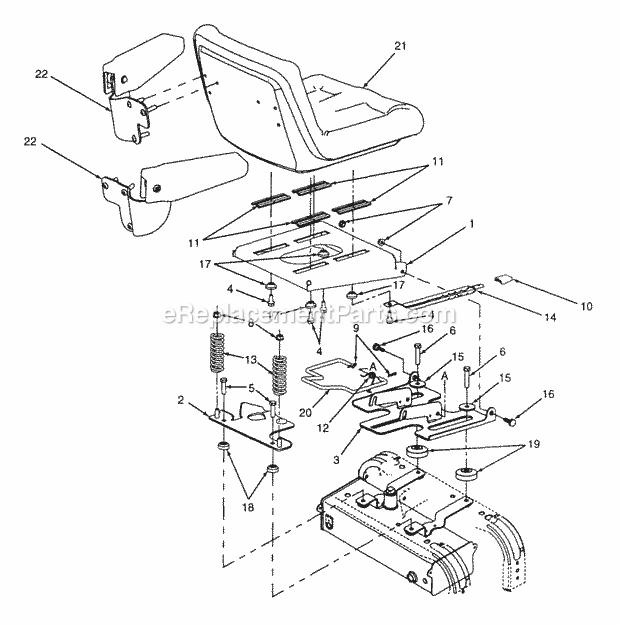 Seat Assembly Mfg. 4-19-98 & Before Diagram and Parts List for Z48 53AC355M100 Cub Cadet Lawn Mower